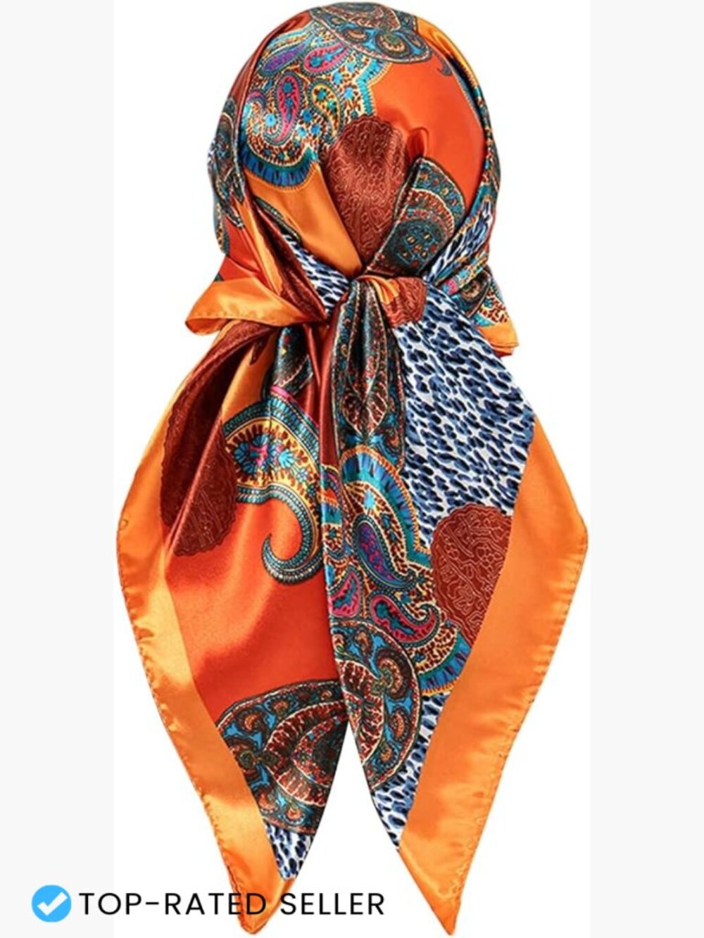Printed Satin Hair Scarf Neckerchief Square Bandana Head Wrap Paisley